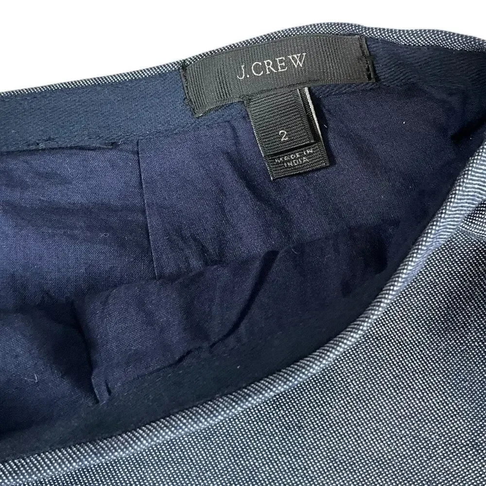 J.Crew Chambray Pleated Skirt Size 2 | Blue Jean Classic A-Line Cotton Blend